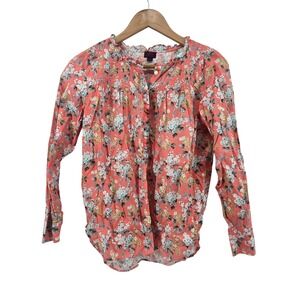 J.Crew Liberty of London Floral Blouse Coral Size 2 Tana Lawn Cotton Shirt